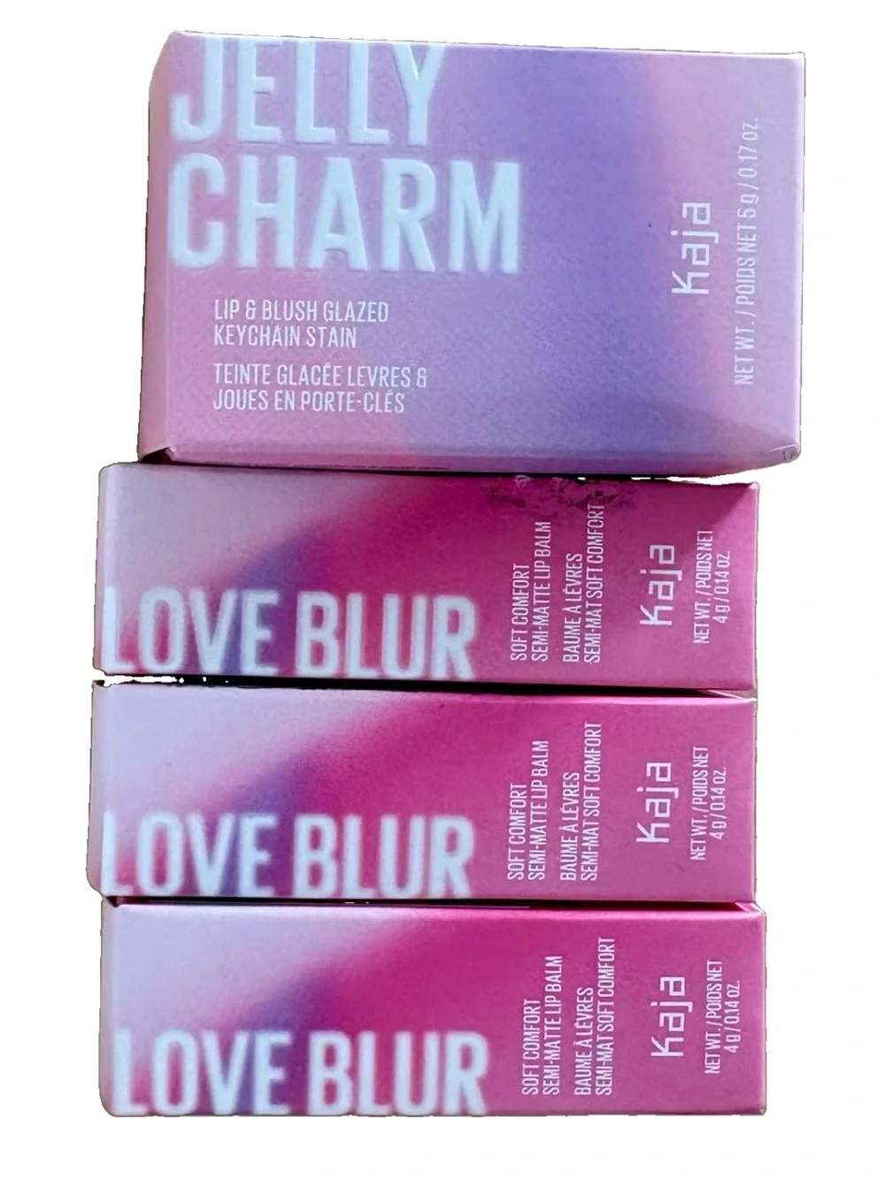 KAJA 4pc Lip Set LOVE BLUR Semi-Matte Balm JELLY CHARM Cheek Stain Color KOREA
